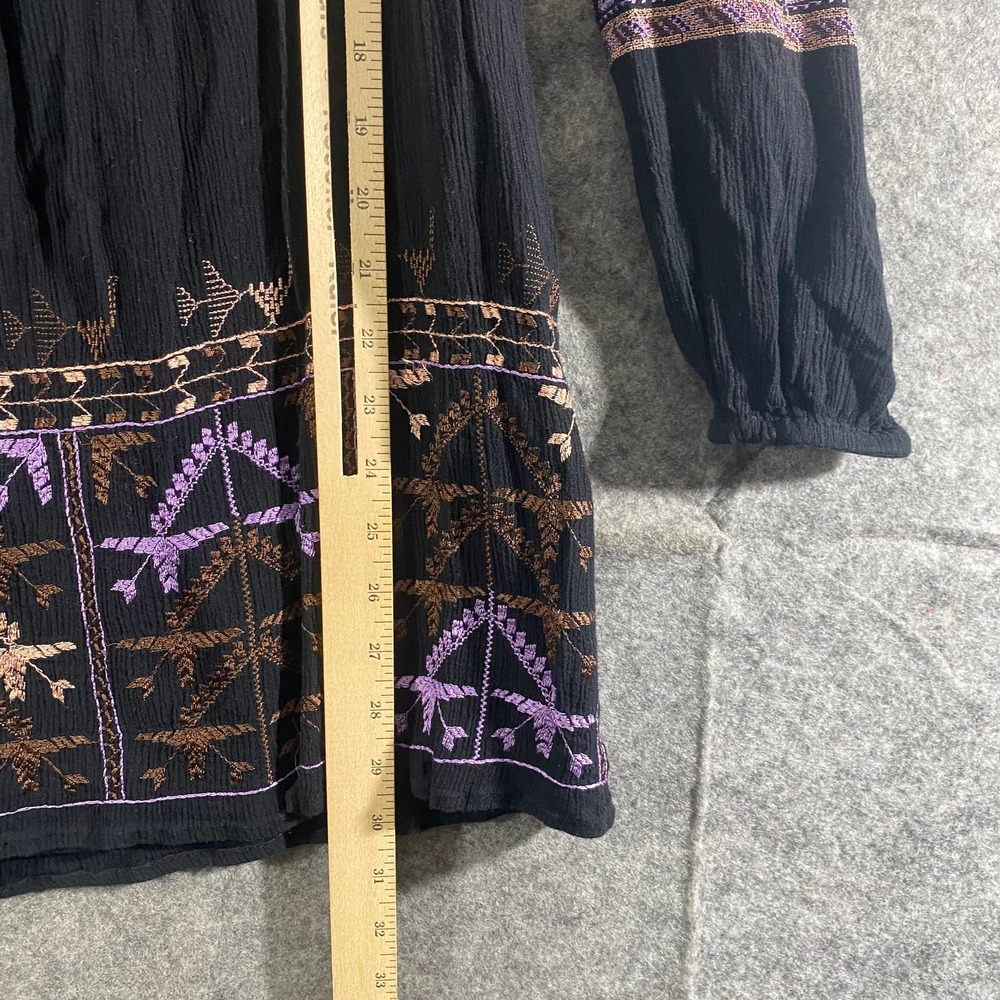 Free People Dress XS Black Purple Embroidered Long Sleeve Mini Rhiannon - Picture 8 of 11